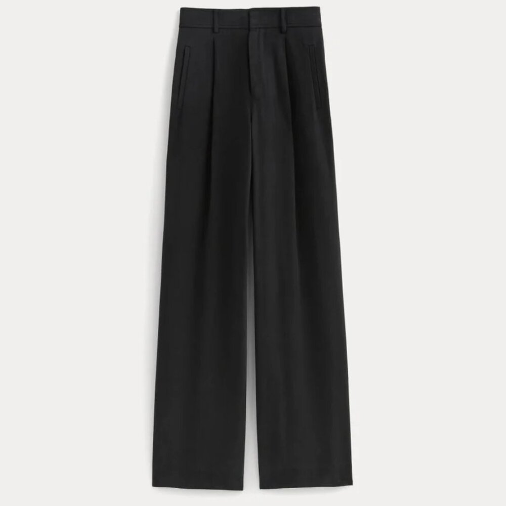 Everlane The Draper Pleated Pant in Buttersmooth - size 6R Black